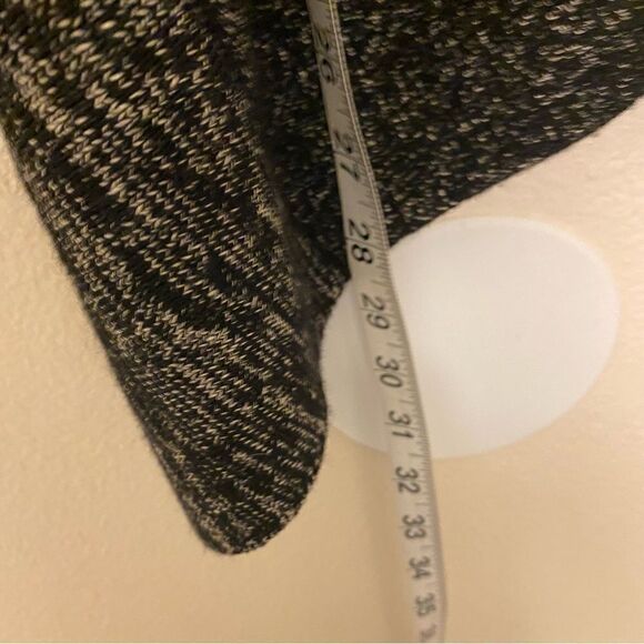 Pure DKNY Open Front lamb skin Leather Sleeve sweater Cardigan wool linen  M/L - Picture 10 of 11